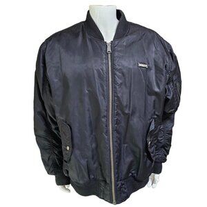 Vintage South Pole Men's Black Reversible Quilted Bomber Jacket, Size Large